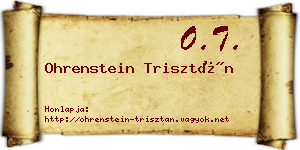 Ohrenstein Trisztán névjegykártya